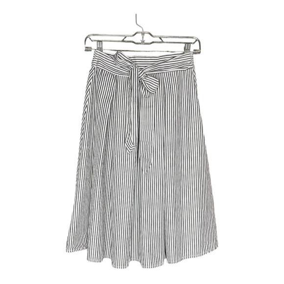 See You Monday Dresses & Skirts - See You Monday Black White Stripe Belted Midi Skirt Size Medium